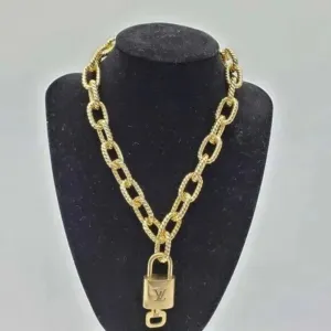 100%  Louis Vuitton Lock & Key with Unbranded Gold Plated Chain Necklace