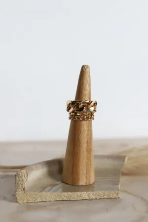 122 L14 SET OF 3 GOLD CURB CHAIN RING
