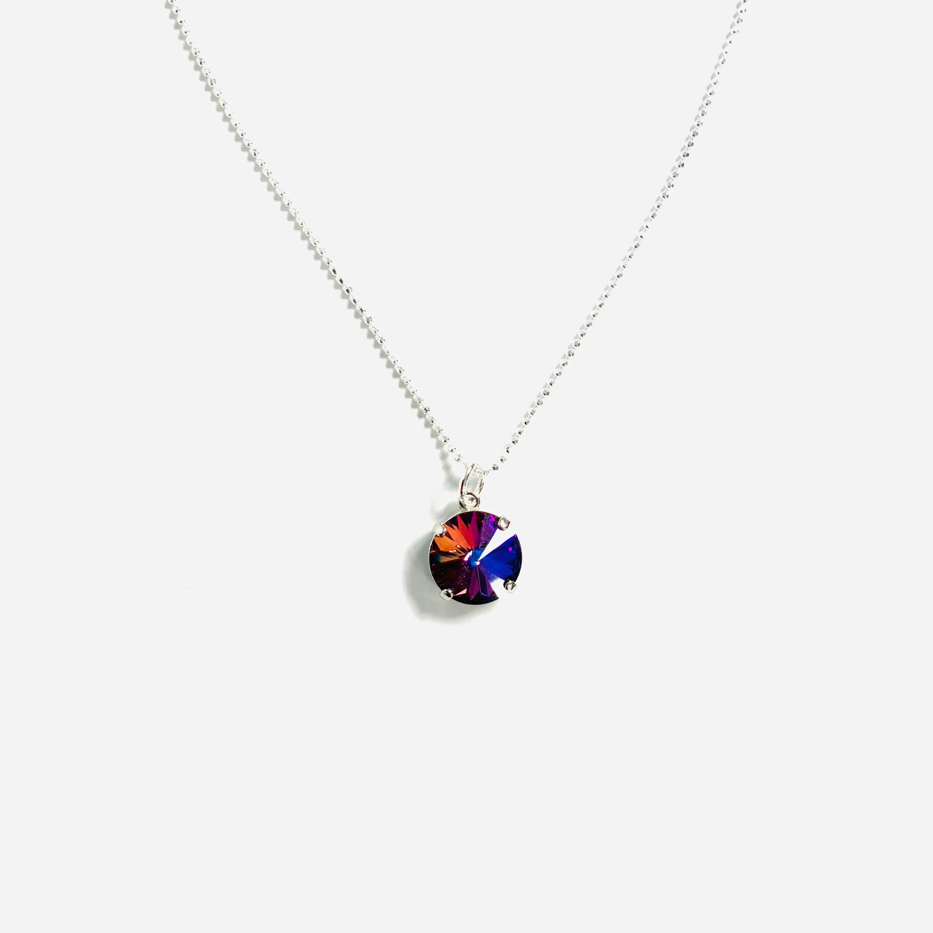 12mm Simple Pendant Necklace in Bermuda Blue