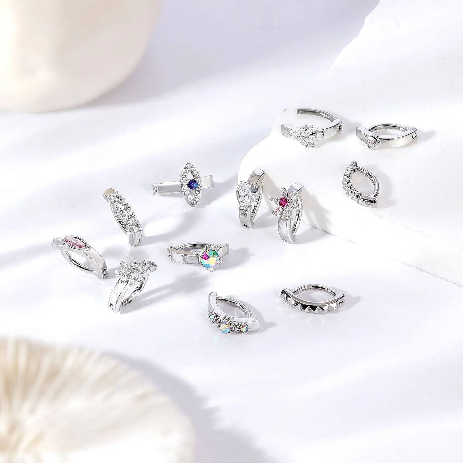 14G Copper Alloy Belly Rings Round Zirconal Navel Piercing Platinum Plated Navel Belly Button Rings