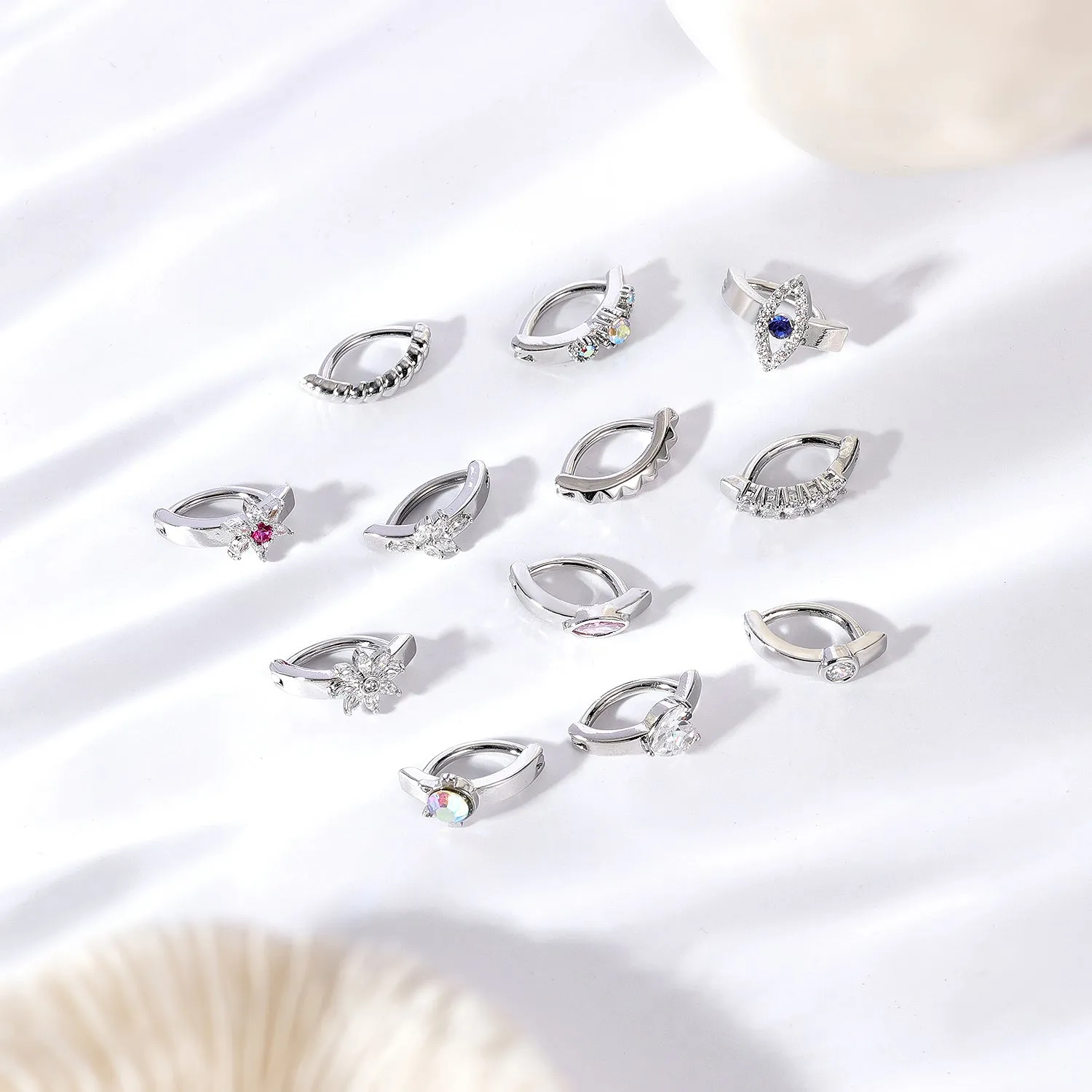 14G Copper Alloy Belly Rings Round Zirconal Navel Piercing Platinum Plated Navel Belly Button Rings