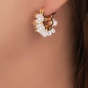 14K Crystal & Flower Hoops
