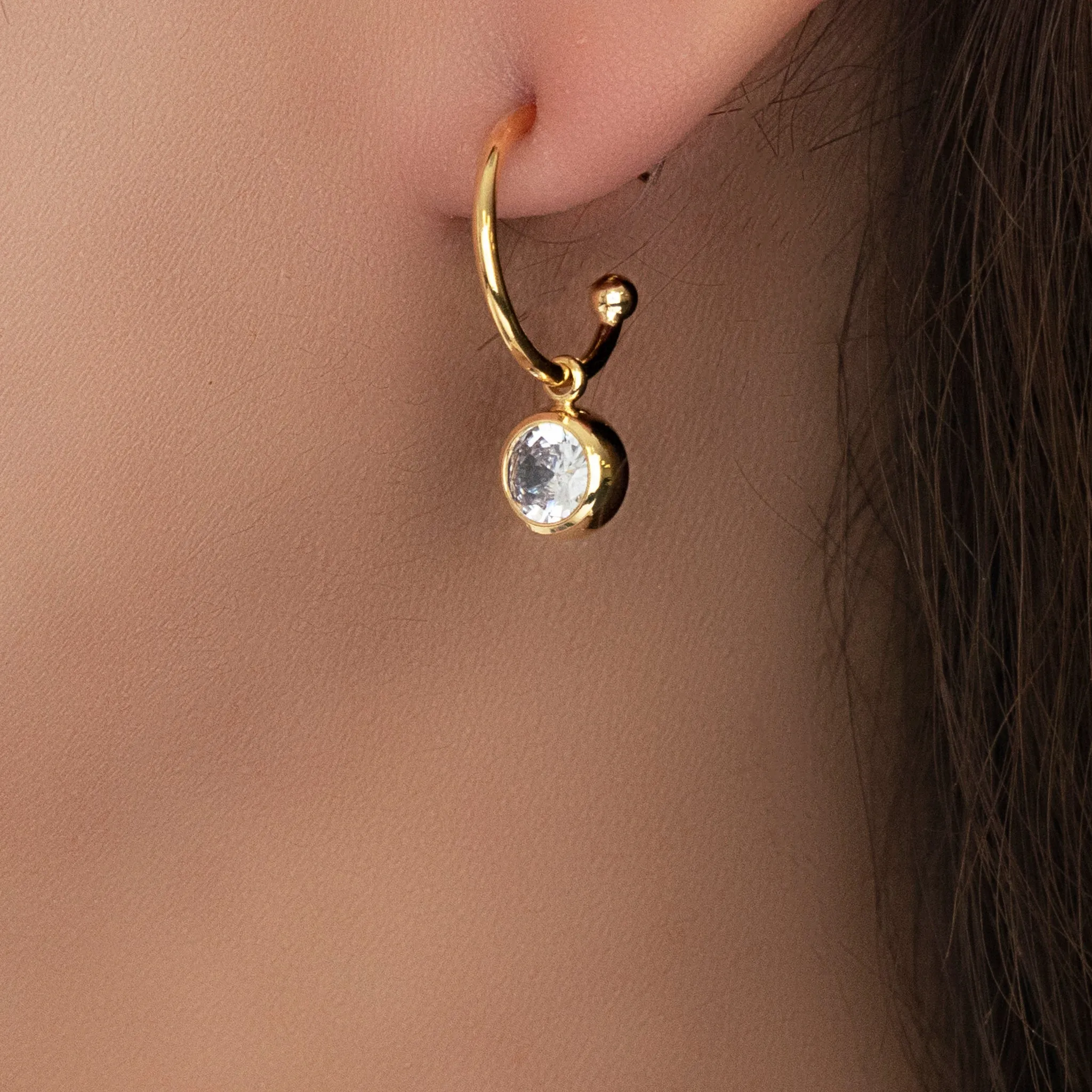 14K Crystal Joseph Hoops