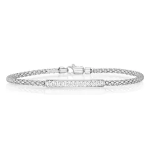 14K Gold Long Pavé Diamond Bar Prosecco Bracelet