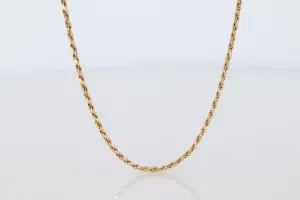 14k Rope Necklace. 14k Long Rope Necklace. 3.5grams 16in length 1.5mm width