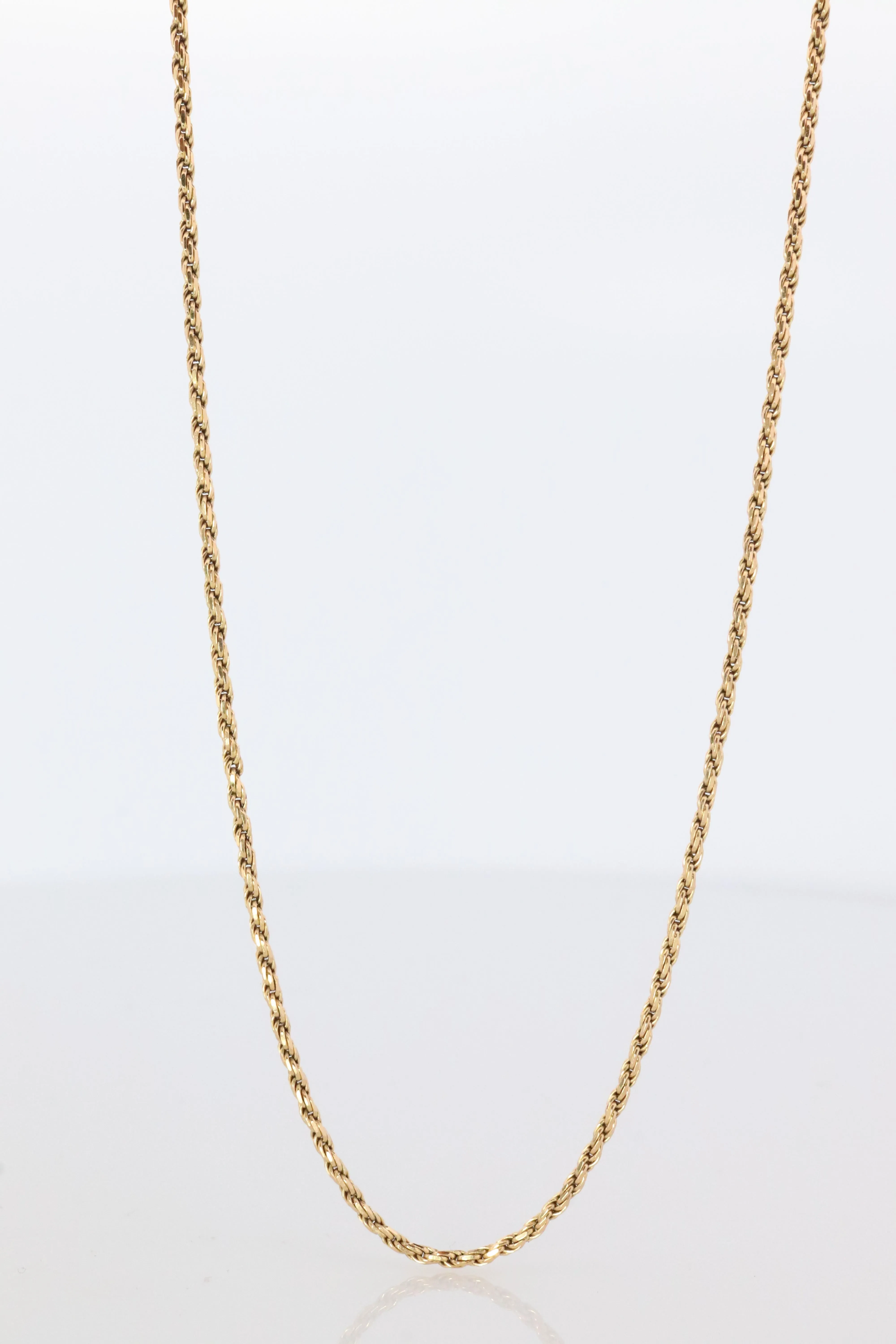 14k Rope Necklace. 14k Long Rope Necklace. 3.5grams 16in length 1.5mm width