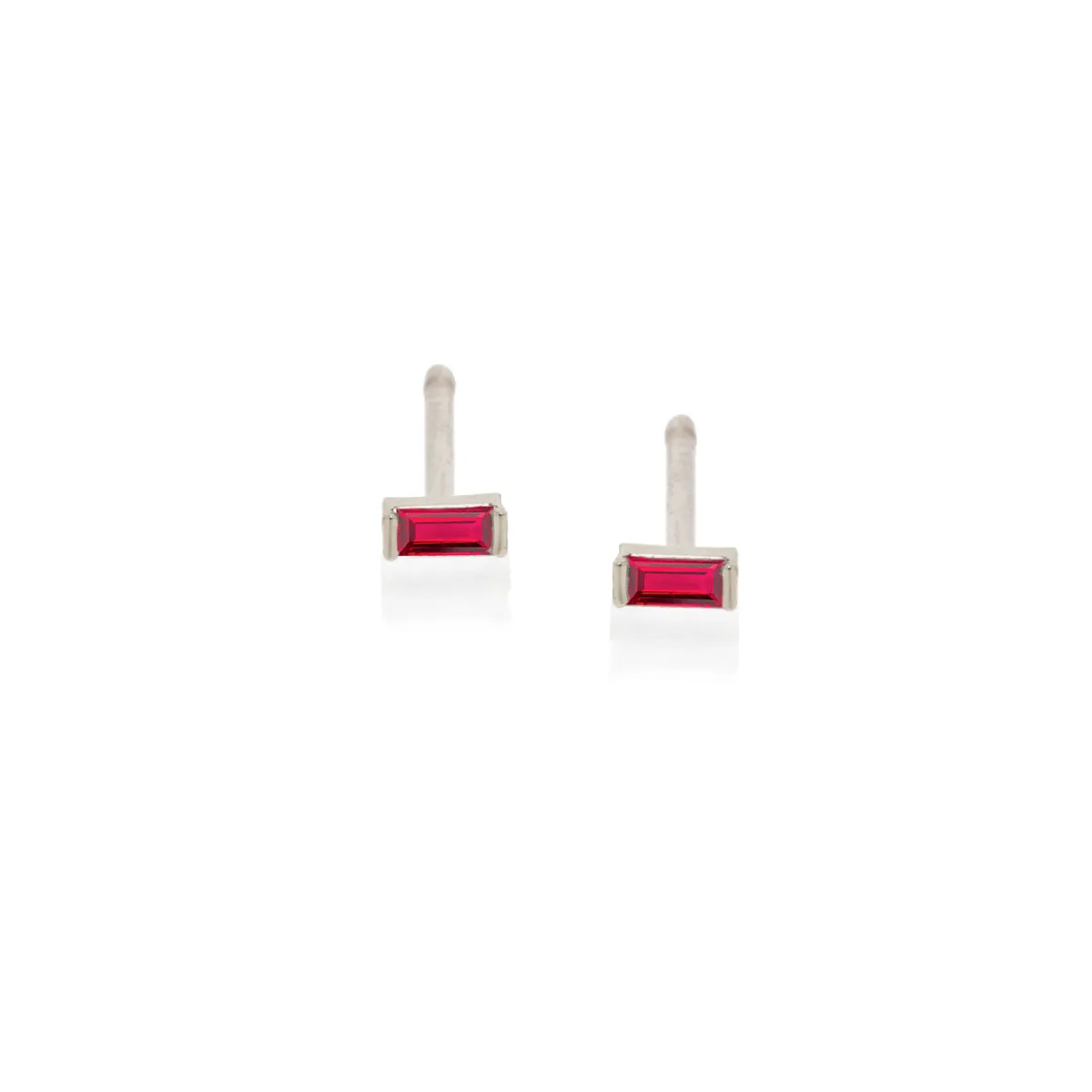 14k Ruby Baguette Studs | July BIRTHSTONE