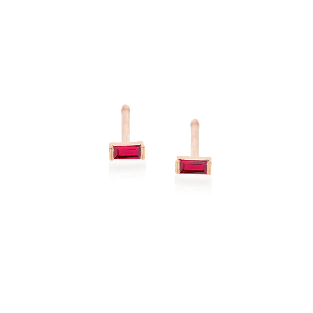 14k Ruby Baguette Studs | July BIRTHSTONE