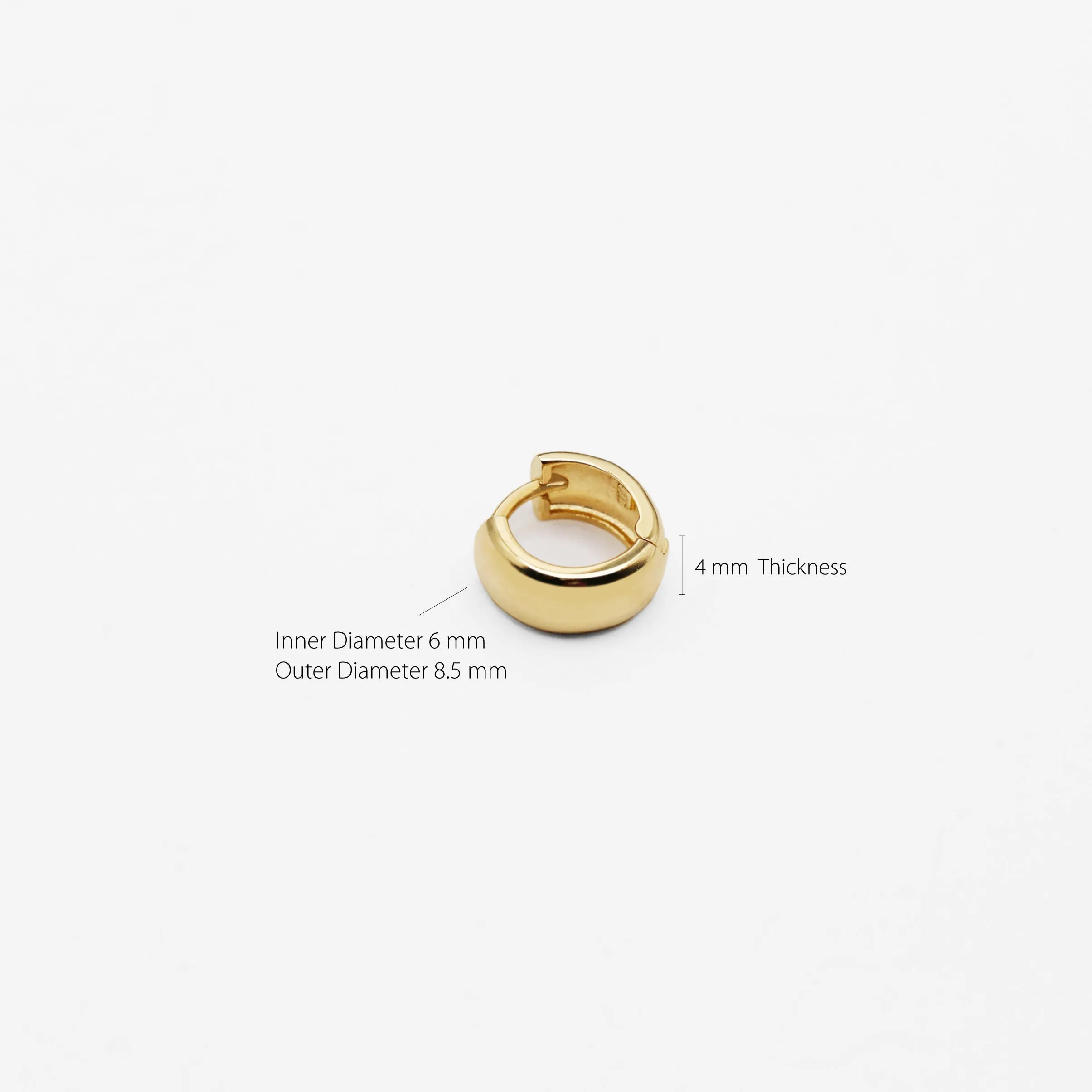 14k Solid Gold Tiny Bold Volume Hoop Earring