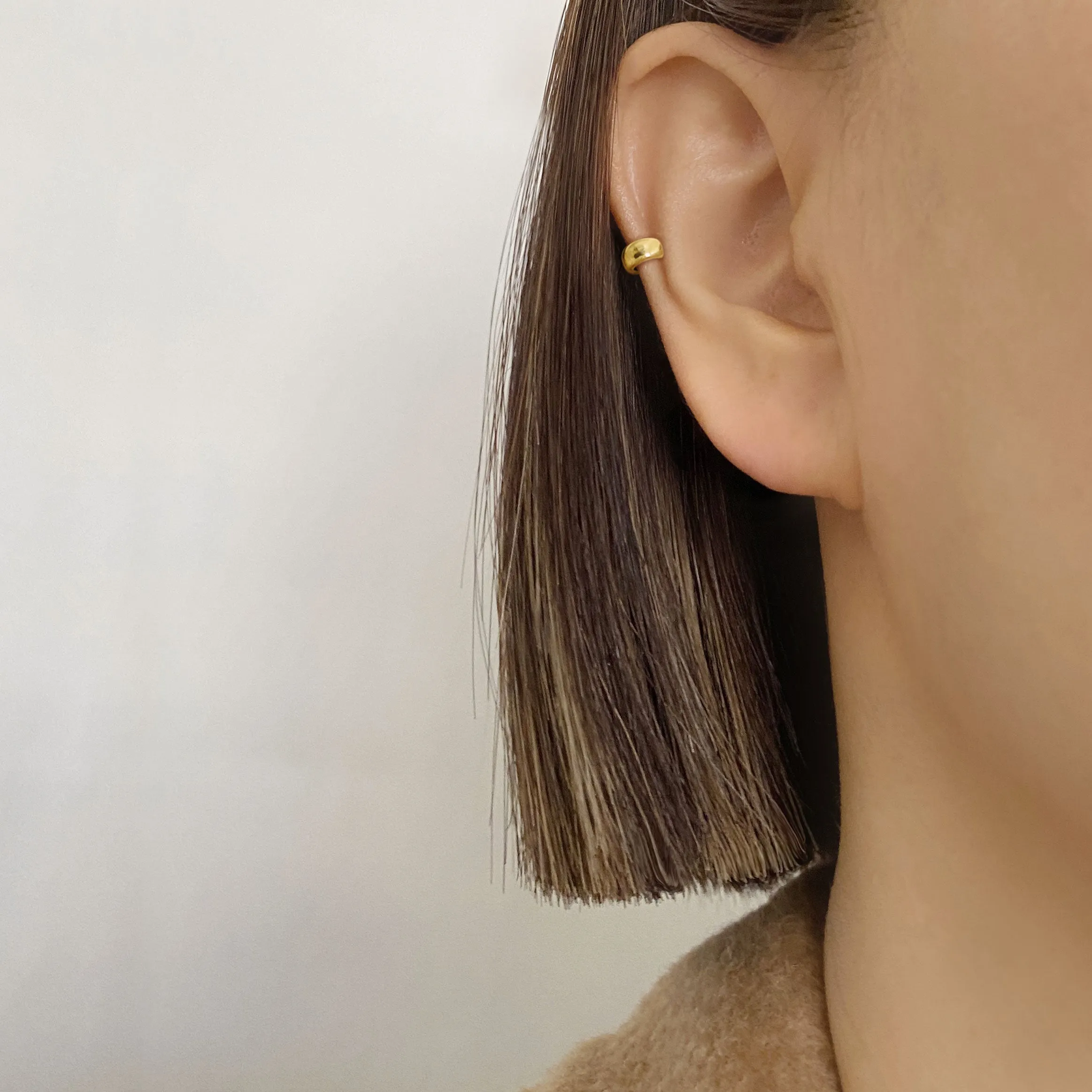 14k Solid Gold Tiny Bold Volume Hoop Earring