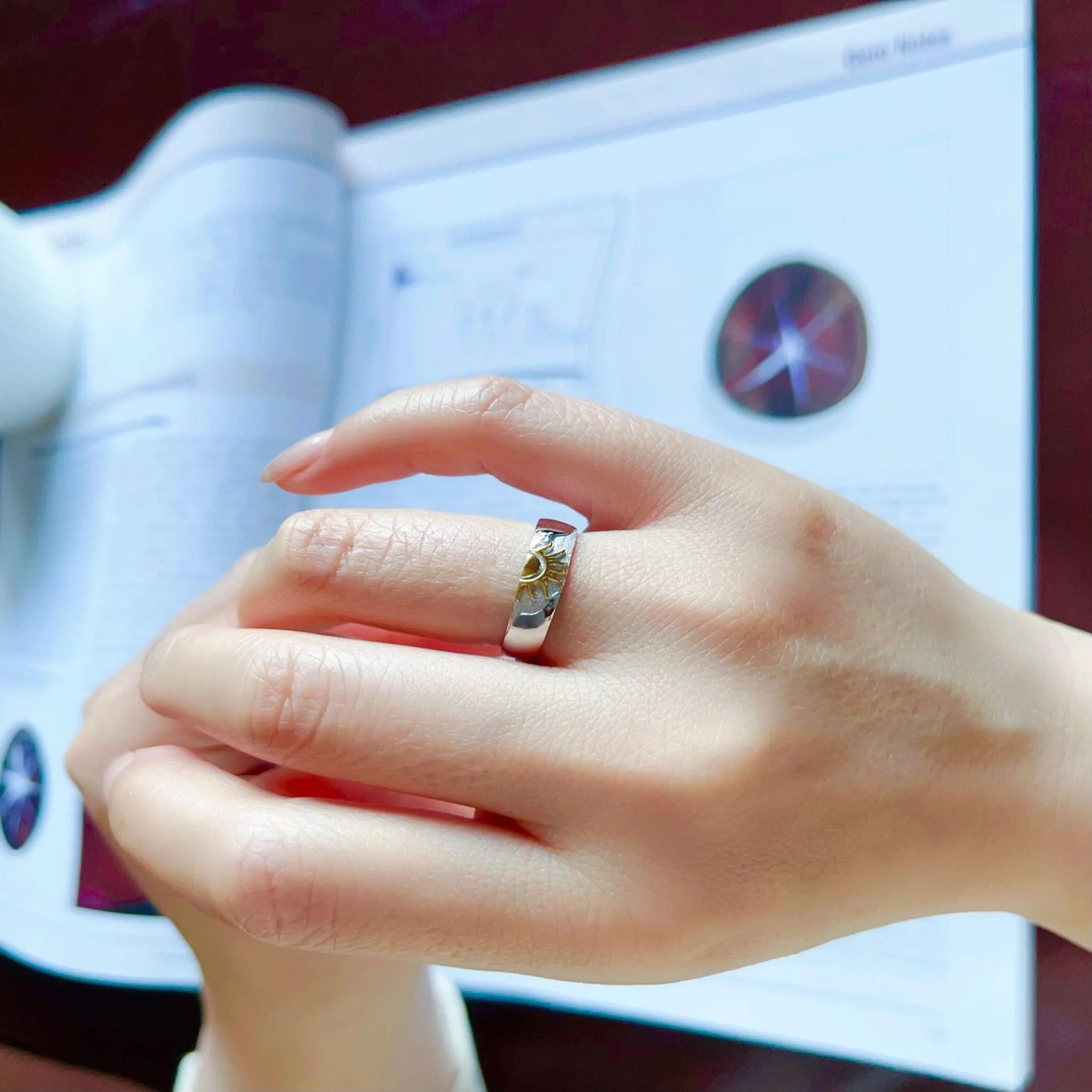 14k Unique Celestial Couple Band Rings