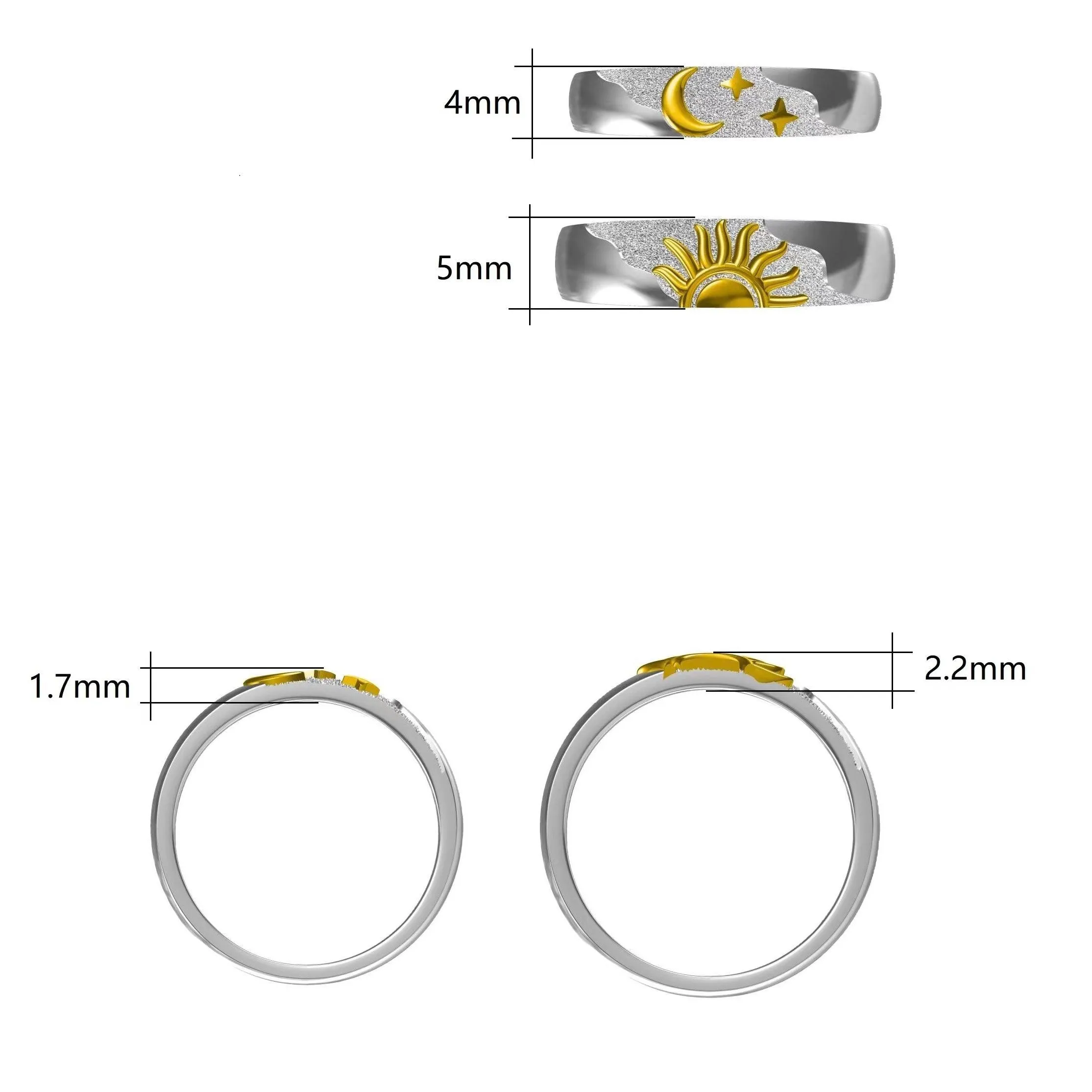 14k Unique Celestial Couple Band Rings