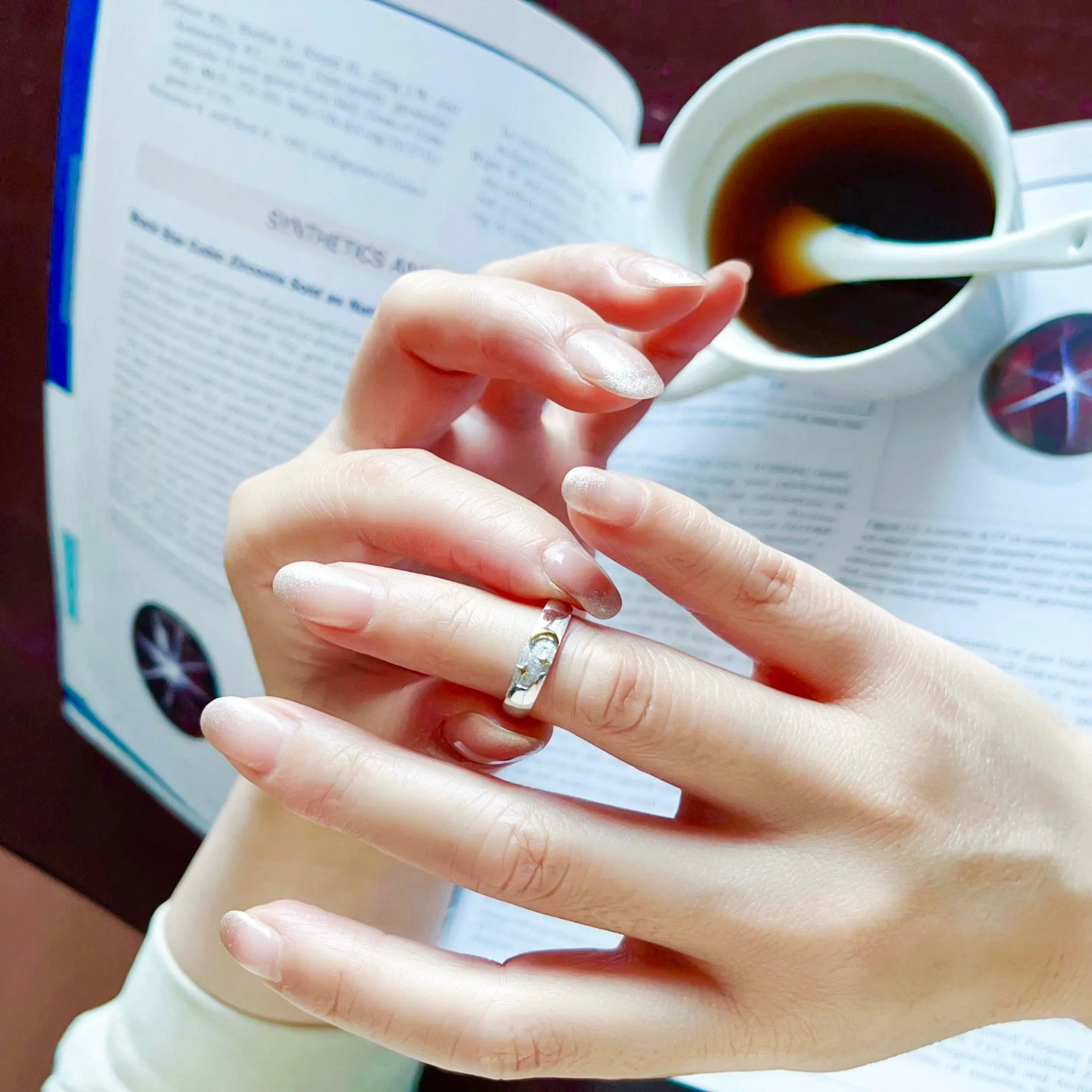 14k Unique Celestial Couple Band Rings