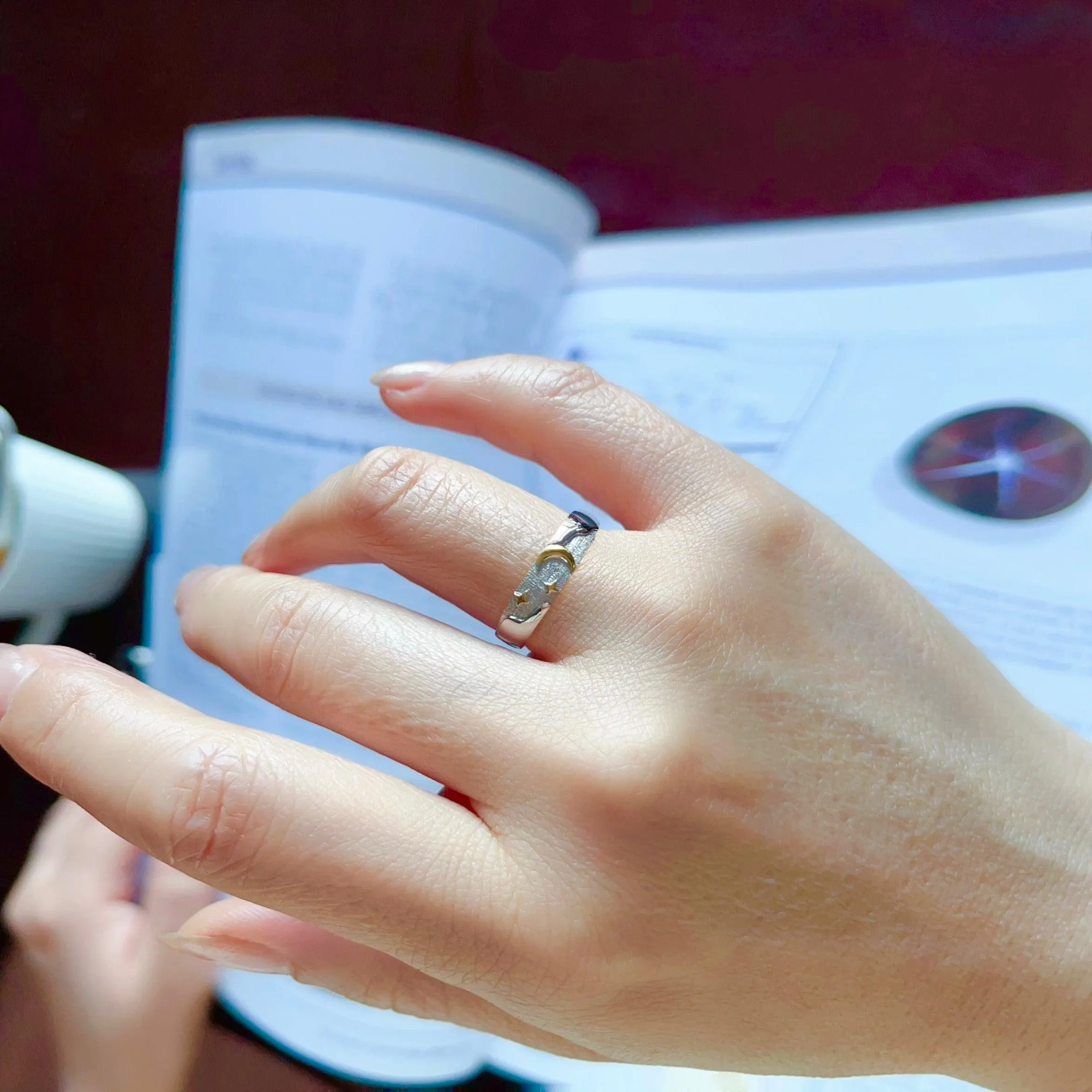 14k Unique Celestial Couple Band Rings