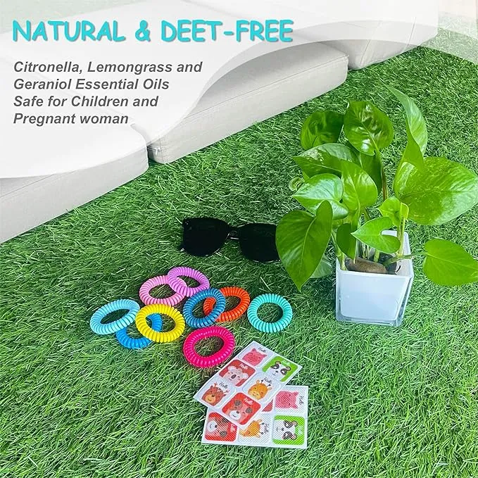 18 Pack Mosquito Repellent Bracelets, DEET-Free Insect & Bug Repellent Wrist Bands with 60 Pack Smile Mosquito Patches for Kids & Adults Outdoor Camping Fishing Traveling