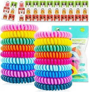 18 Pack Mosquito Repellent Bracelets, DEET-Free Insect & Bug Repellent Wrist Bands with 60 Pack Smile Mosquito Patches for Kids & Adults Outdoor Camping Fishing Traveling