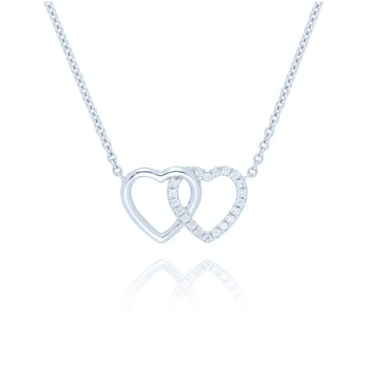 18ct White Gold Interlocked Diamond Heart Necklace