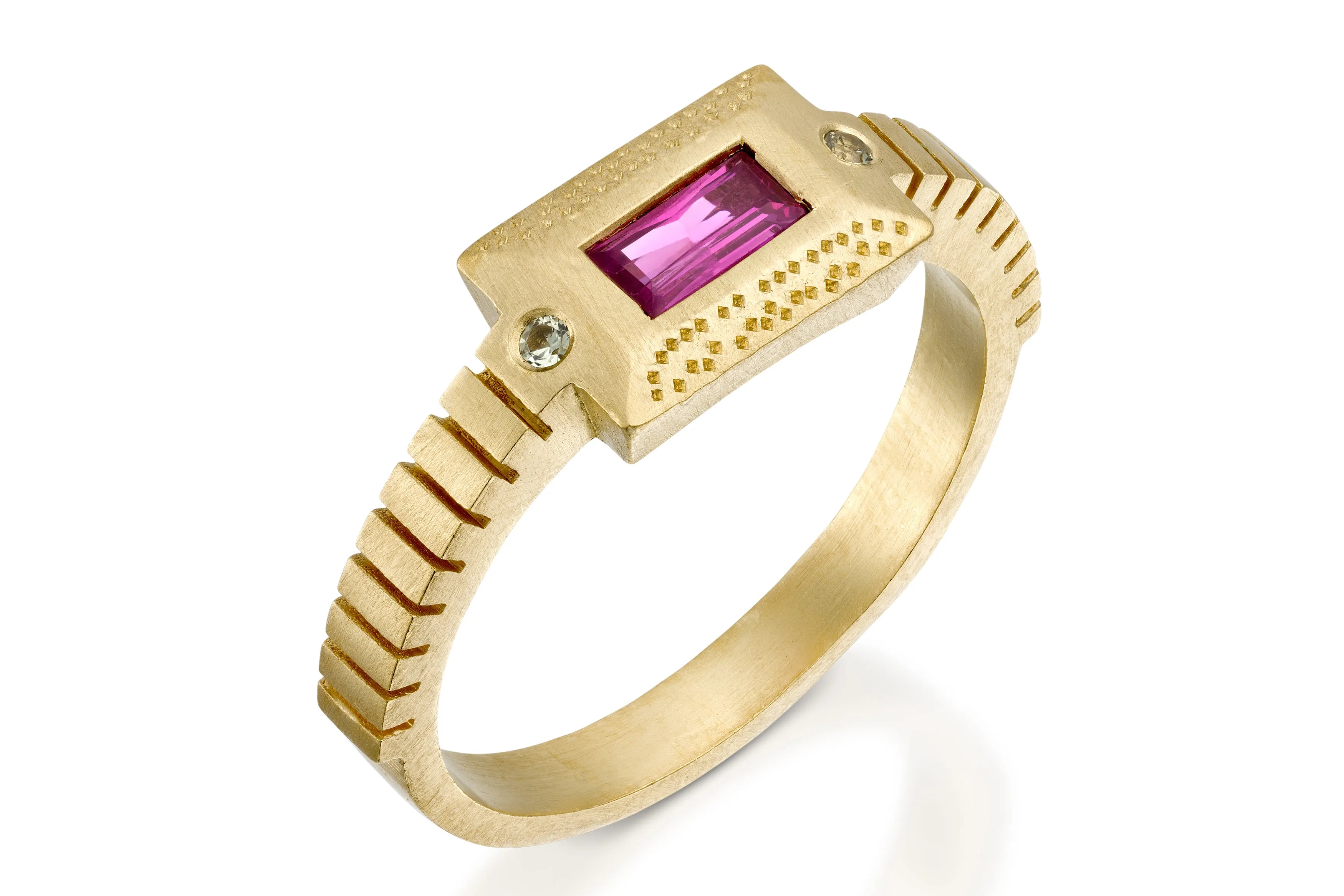 18k Ruby Rectangle Engagement Ring