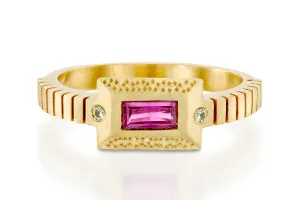 18k Ruby Rectangle Engagement Ring