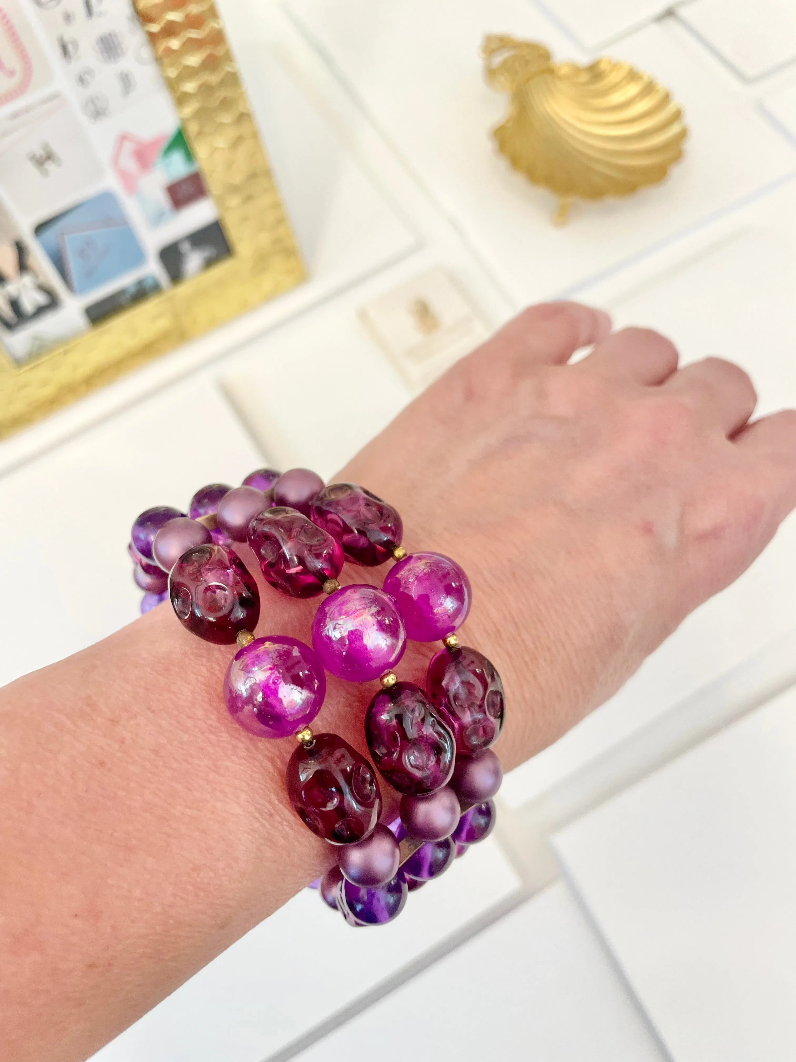 1960's rich color story, classy beaded bracelet ...... lovely!