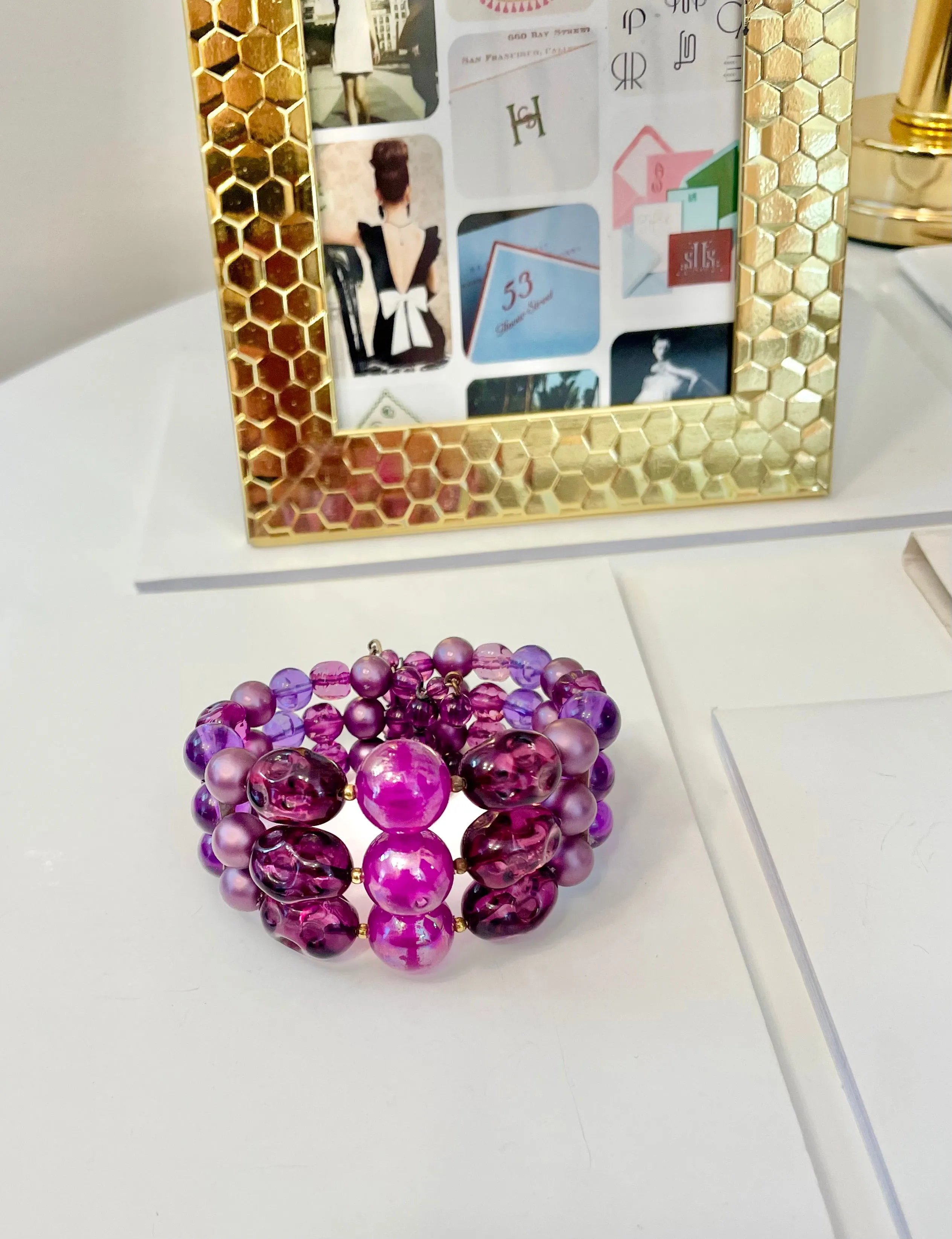 1960's rich color story, classy beaded bracelet ...... lovely!