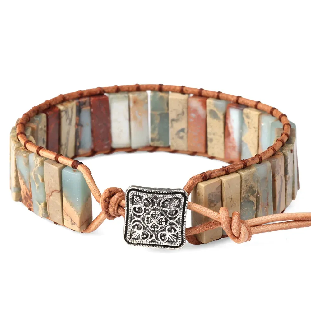 1PC Boho Blue Turquoise Bracelet for Women's Jewelry Yoga Meditation Adjustable Gemstone Stone Beaded Bracelet for Women