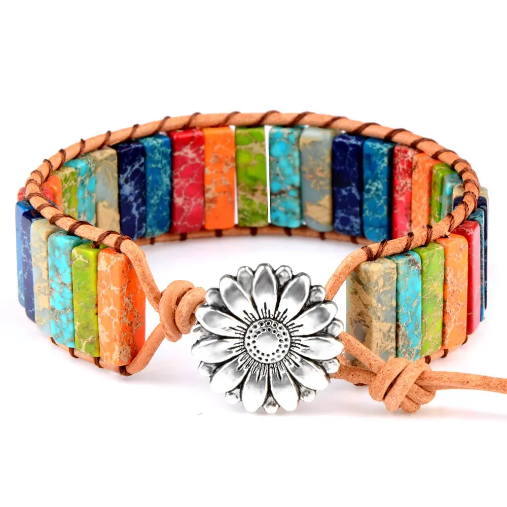 1PC Boho Blue Turquoise Bracelet for Women's Jewelry Yoga Meditation Adjustable Gemstone Stone Beaded Bracelet for Women