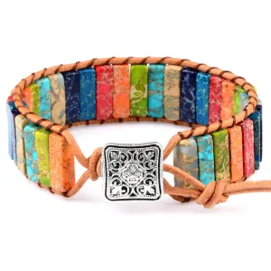 1PC Boho Blue Turquoise Bracelet for Women's Jewelry Yoga Meditation Adjustable Gemstone Stone Beaded Bracelet for Women