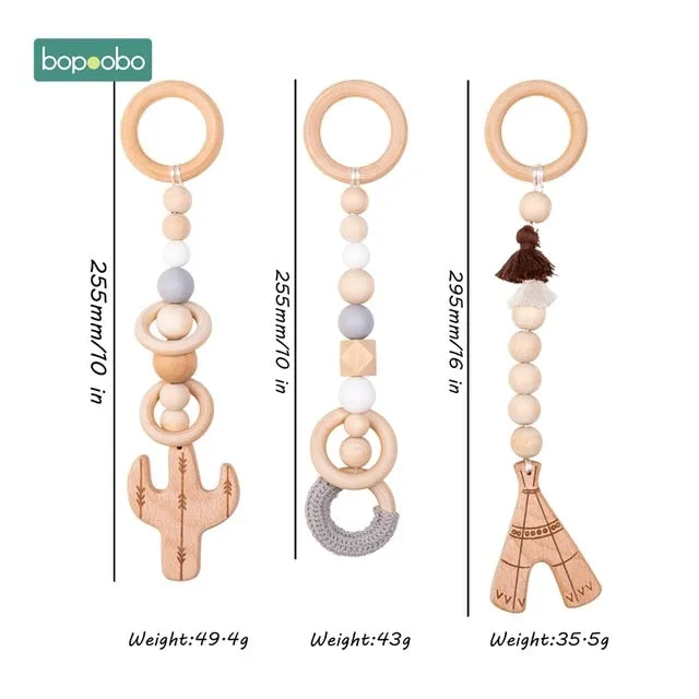 1set Animals Wooden Pendant Baby Play Gym (BPA Free!)