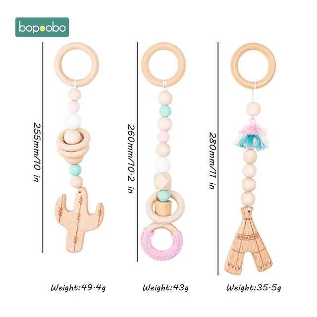1set Animals Wooden Pendant Baby Play Gym (BPA Free!)