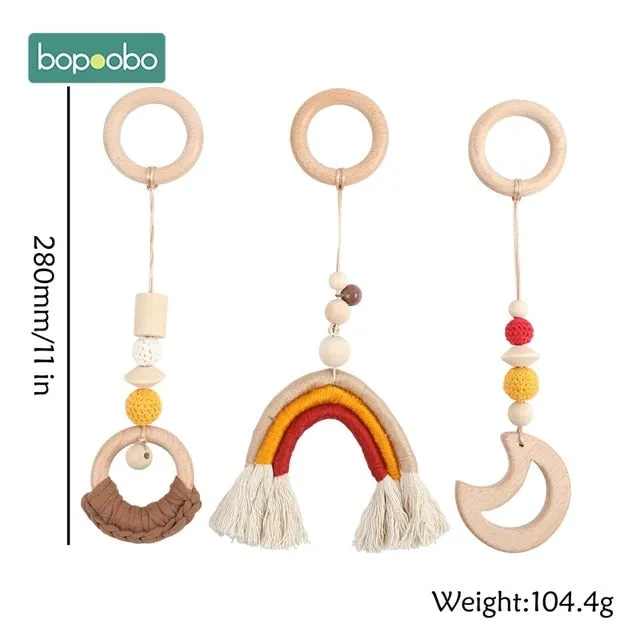 1set Animals Wooden Pendant Baby Play Gym (BPA Free!)