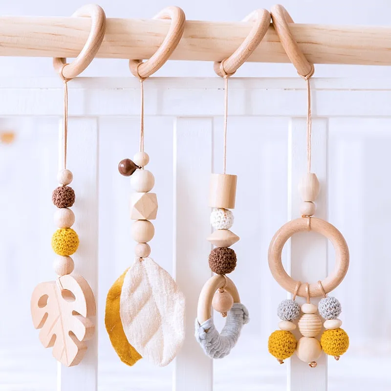 1set Animals Wooden Pendant Baby Play Gym (BPA Free!)