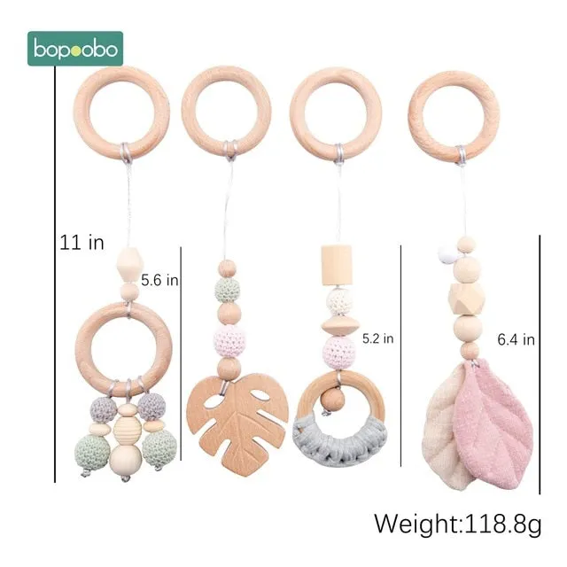 1set Animals Wooden Pendant Baby Play Gym (BPA Free!)