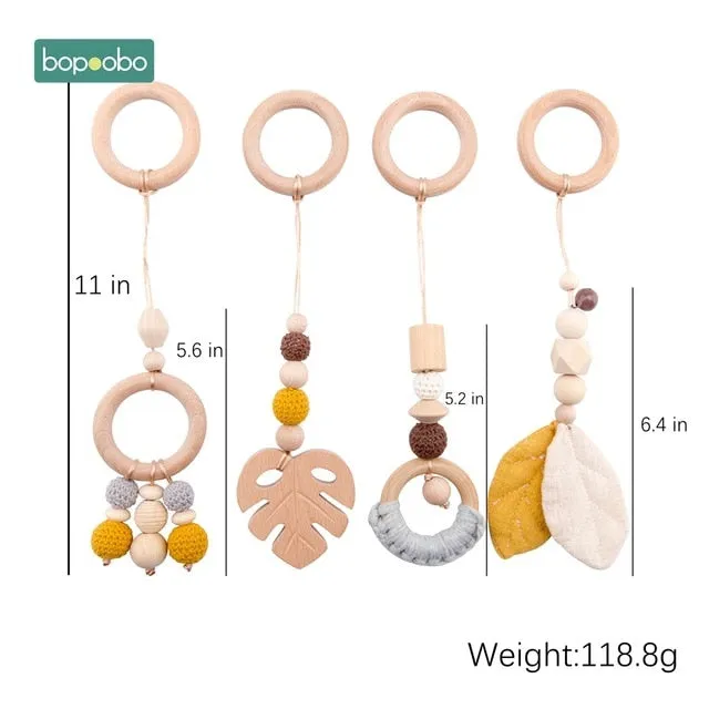 1set Animals Wooden Pendant Baby Play Gym (BPA Free!)