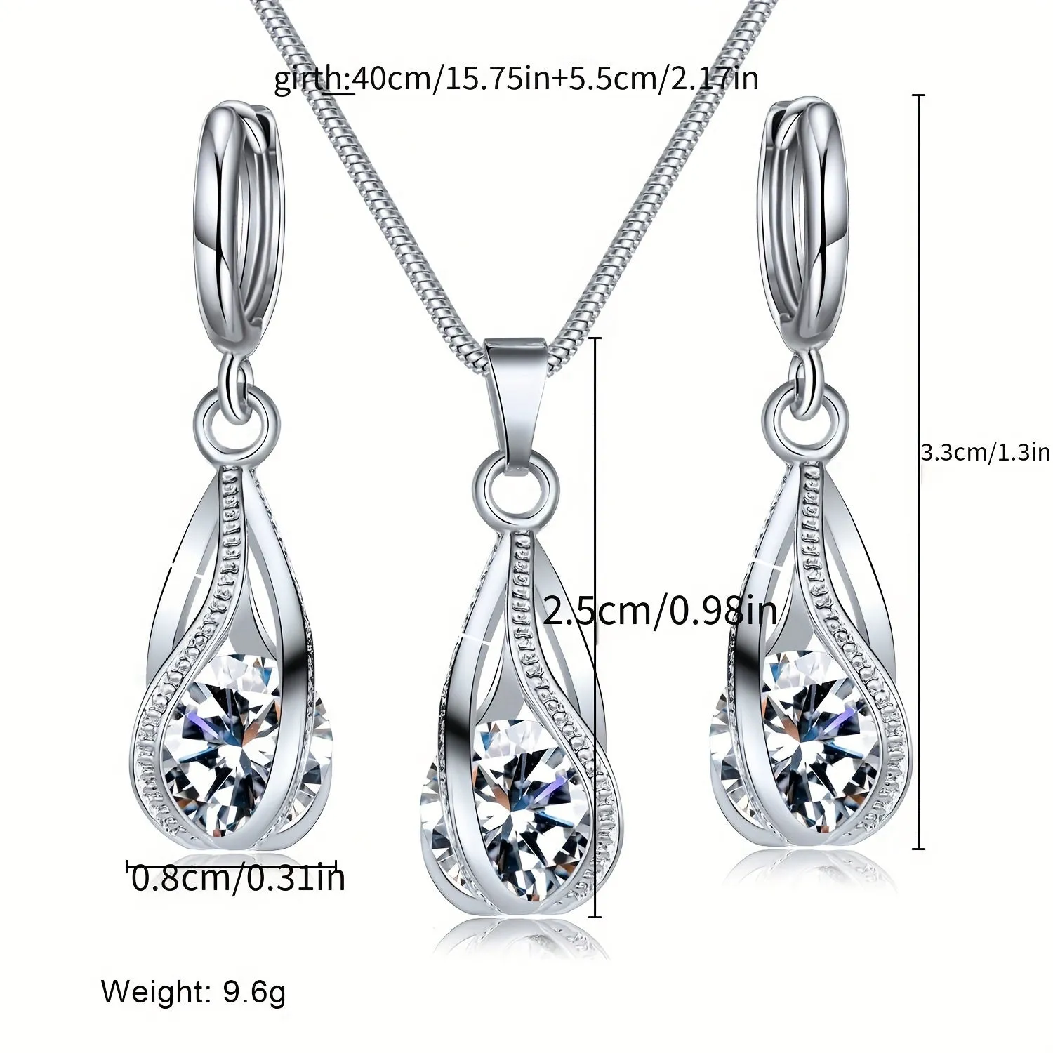 3Piece Shiny Crystal Earring Set  Perfect Gift for Women