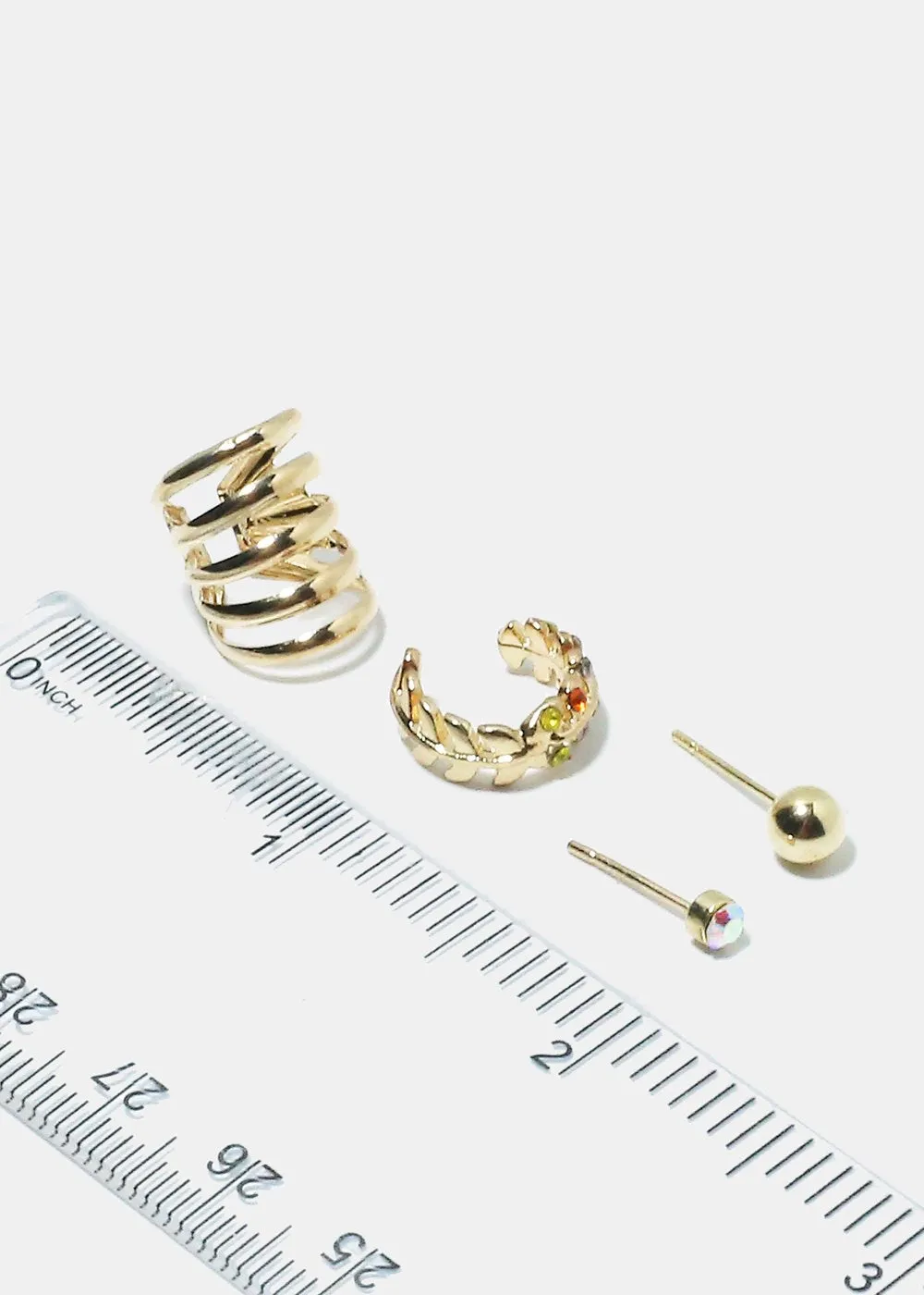 4-Piece Cuff & Stud Earrings