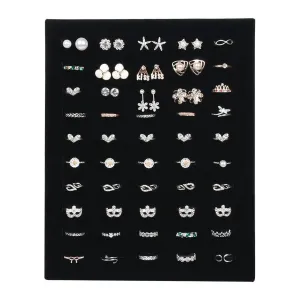 50 Slot Black Velvet Ring and Earring Jewelry Display