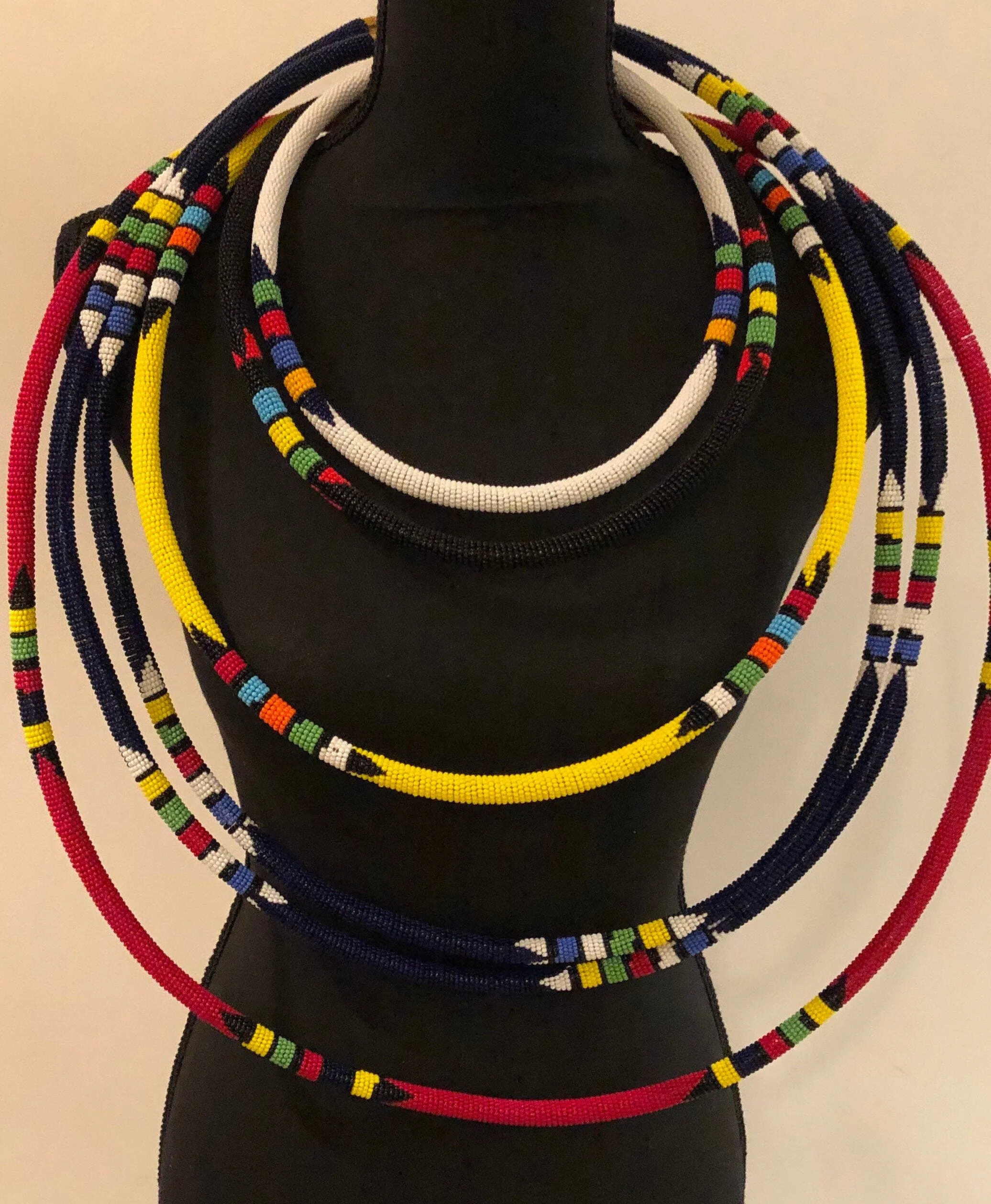 6-in-1 Empress Beaded Necklace Set | Multi Strand South African Zulu Beaded Necklace | Tribal & Ethnic | Afrocentric
