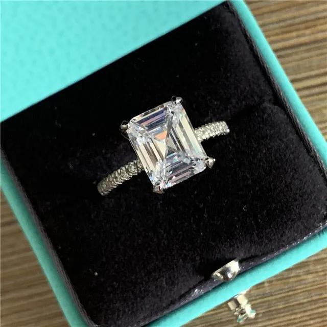 925 Sterling silver fashion Female Ring 3ct AAAAA cz Promise Wedding Band Rings for Women Bridal Finger Party Jewelry Gift