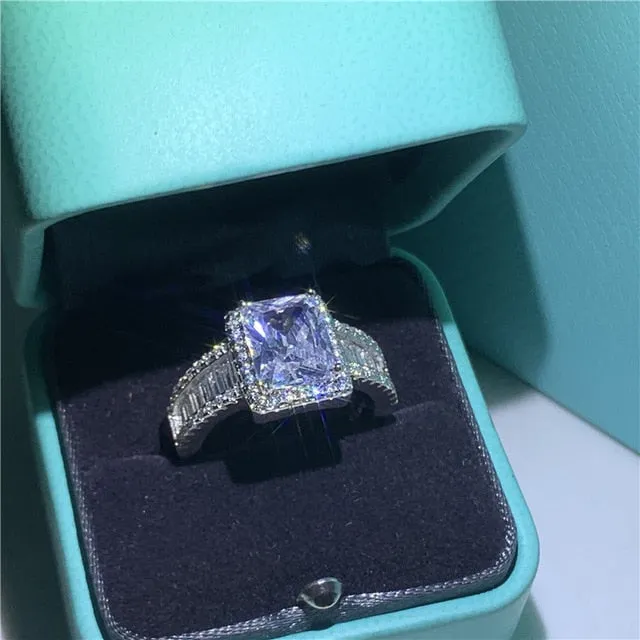 925 Sterling silver fashion Female Ring 3ct AAAAA cz Promise Wedding Band Rings for Women Bridal Finger Party Jewelry Gift