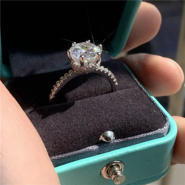 925 Sterling silver fashion Female Ring 3ct AAAAA cz Promise Wedding Band Rings for Women Bridal Finger Party Jewelry Gift