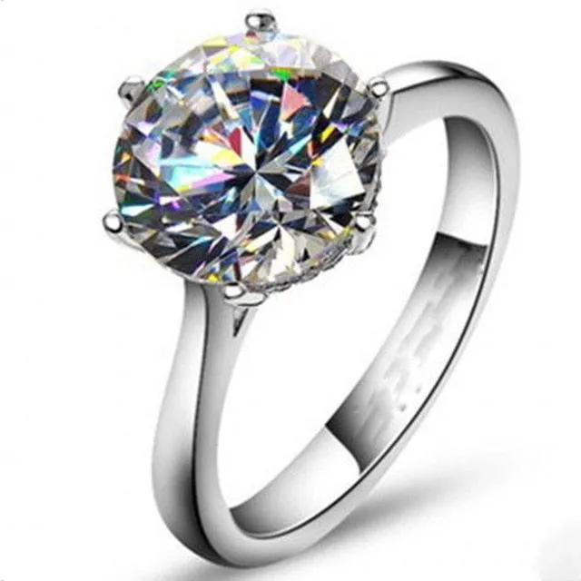 925 Sterling silver fashion Female Ring 3ct AAAAA cz Promise Wedding Band Rings for Women Bridal Finger Party Jewelry Gift