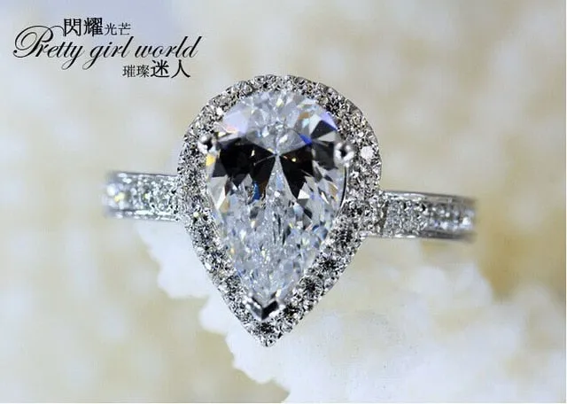 925 Sterling silver fashion Female Ring 3ct AAAAA cz Promise Wedding Band Rings for Women Bridal Finger Party Jewelry Gift