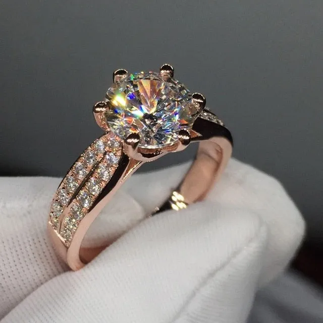 925 Sterling silver fashion Female Ring 3ct AAAAA cz Promise Wedding Band Rings for Women Bridal Finger Party Jewelry Gift