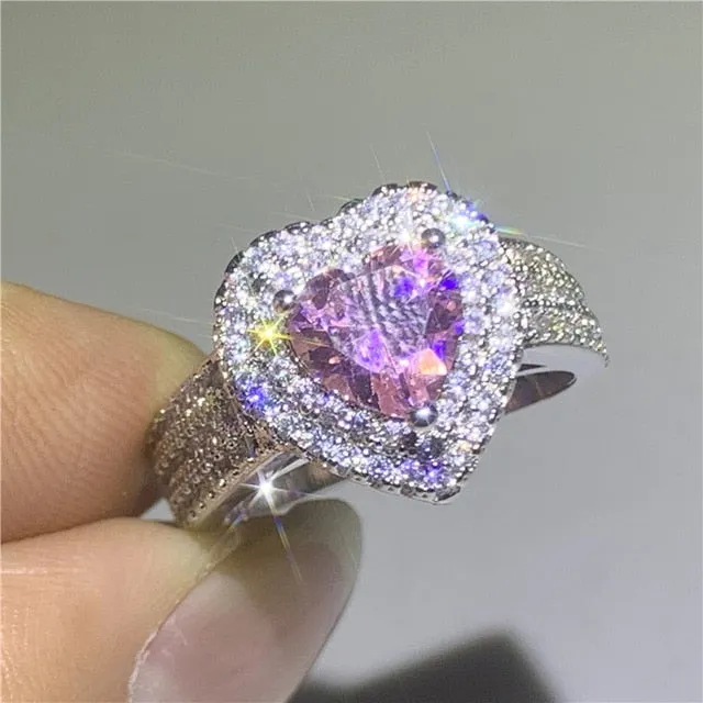 925 Sterling silver fashion Female Ring 3ct AAAAA cz Promise Wedding Band Rings for Women Bridal Finger Party Jewelry Gift
