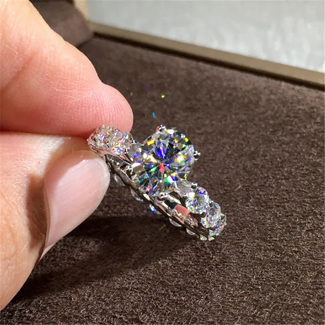 925 Sterling silver fashion Female Ring 3ct AAAAA cz Promise Wedding Band Rings for Women Bridal Finger Party Jewelry Gift