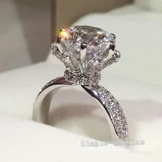 925 Sterling silver fashion Female Ring 3ct AAAAA cz Promise Wedding Band Rings for Women Bridal Finger Party Jewelry Gift