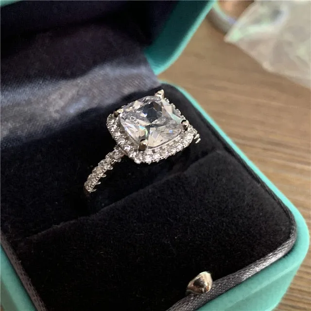 925 Sterling silver fashion Female Ring 3ct AAAAA cz Promise Wedding Band Rings for Women Bridal Finger Party Jewelry Gift