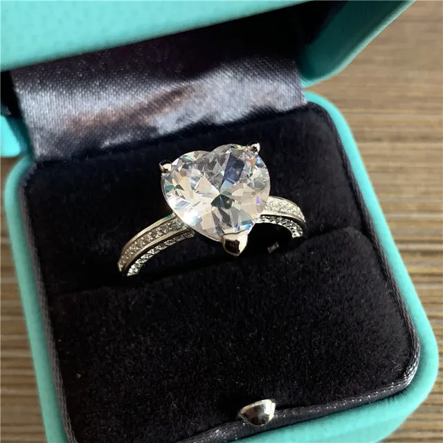 925 Sterling silver fashion Female Ring 3ct AAAAA cz Promise Wedding Band Rings for Women Bridal Finger Party Jewelry Gift
