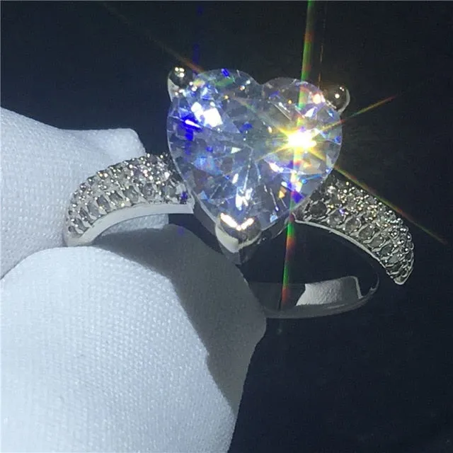 925 Sterling silver fashion Female Ring 3ct AAAAA cz Promise Wedding Band Rings for Women Bridal Finger Party Jewelry Gift